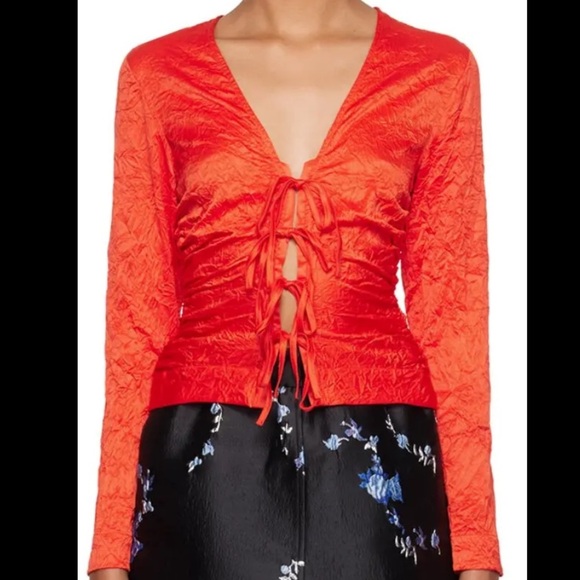 GANNI NWT Crinkled Stretch Blouse Size 38 - Picture 1 of 4